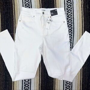 Express Skinny High Rise White Denim Distressed Jeans Women’s Size 8L